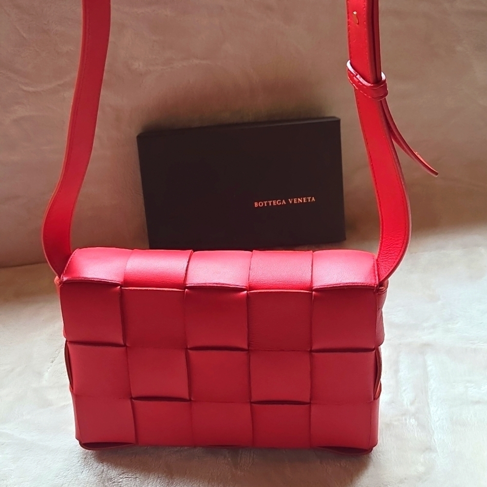 Bottega Veneta Woven Red Cassette Crossbody Bag